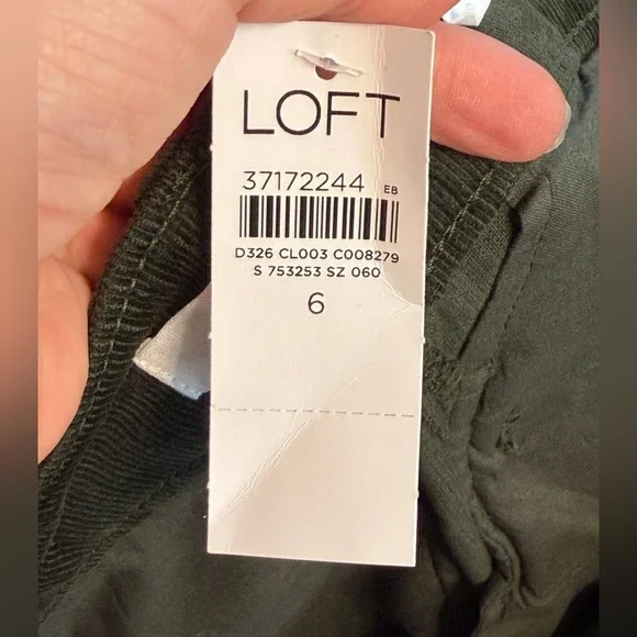 LOFT Wide Leg Corduroy Pants Dark Green Size 6 NWT - Picture 8 of 8